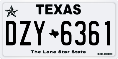 TX license plate DZY6361