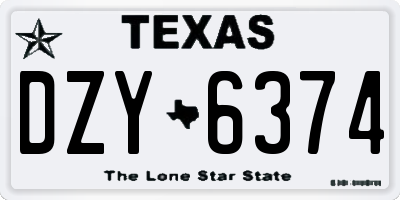 TX license plate DZY6374