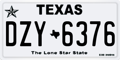 TX license plate DZY6376