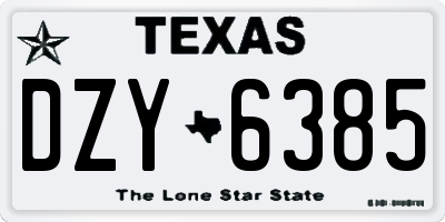 TX license plate DZY6385