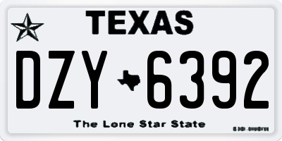 TX license plate DZY6392