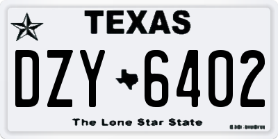 TX license plate DZY6402