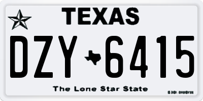 TX license plate DZY6415