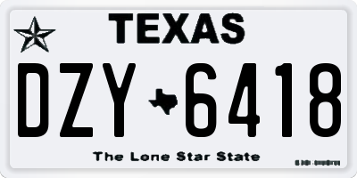TX license plate DZY6418
