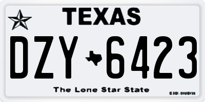 TX license plate DZY6423