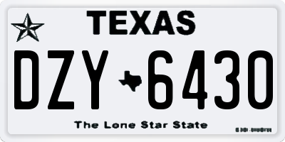 TX license plate DZY6430