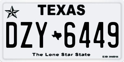 TX license plate DZY6449