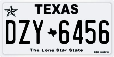 TX license plate DZY6456