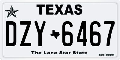 TX license plate DZY6467