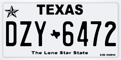TX license plate DZY6472