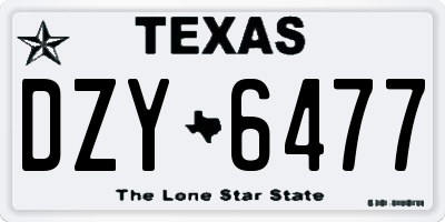 TX license plate DZY6477