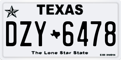 TX license plate DZY6478