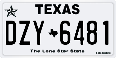 TX license plate DZY6481