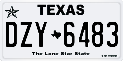 TX license plate DZY6483