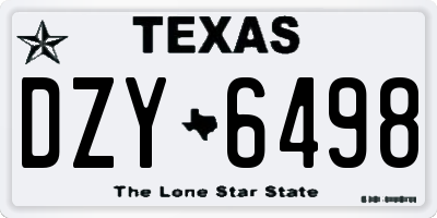 TX license plate DZY6498