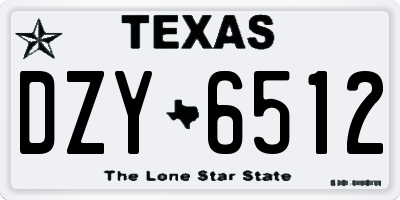 TX license plate DZY6512