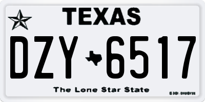 TX license plate DZY6517