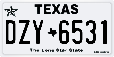 TX license plate DZY6531
