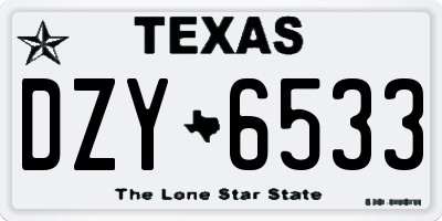 TX license plate DZY6533