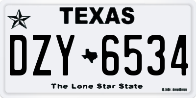 TX license plate DZY6534