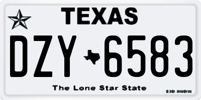 TX license plate DZY6583