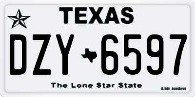 TX license plate DZY6597