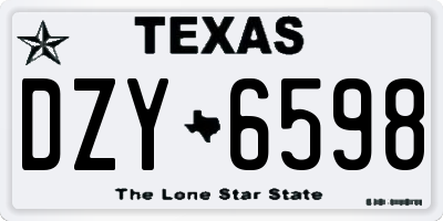 TX license plate DZY6598