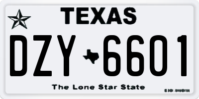 TX license plate DZY6601
