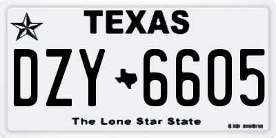 TX license plate DZY6605