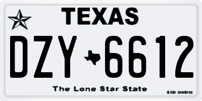 TX license plate DZY6612