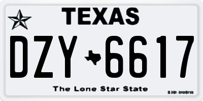 TX license plate DZY6617