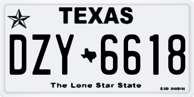 TX license plate DZY6618