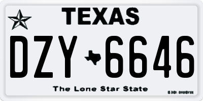 TX license plate DZY6646