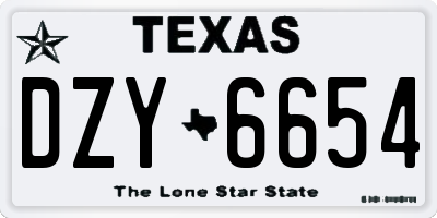 TX license plate DZY6654