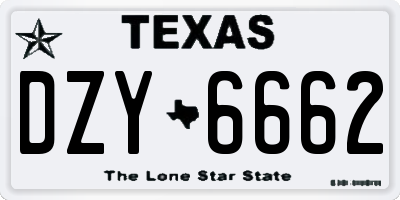 TX license plate DZY6662