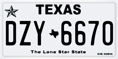 TX license plate DZY6670