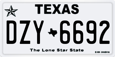 TX license plate DZY6692