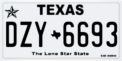 TX license plate DZY6693