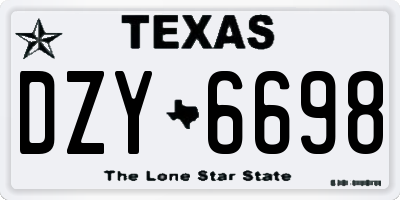 TX license plate DZY6698