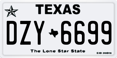 TX license plate DZY6699