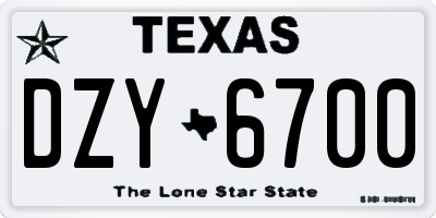 TX license plate DZY6700