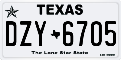 TX license plate DZY6705