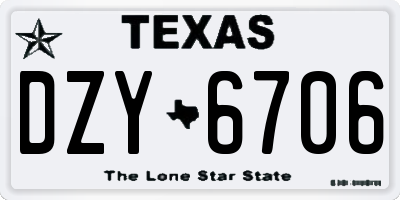 TX license plate DZY6706