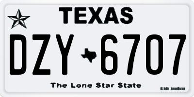 TX license plate DZY6707