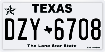TX license plate DZY6708