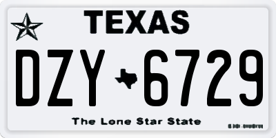 TX license plate DZY6729