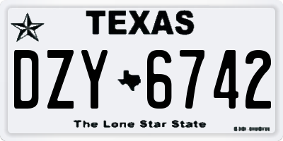 TX license plate DZY6742