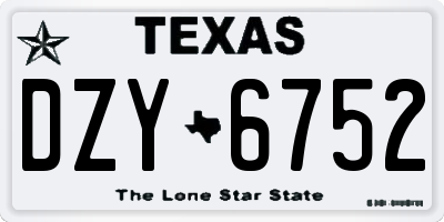 TX license plate DZY6752
