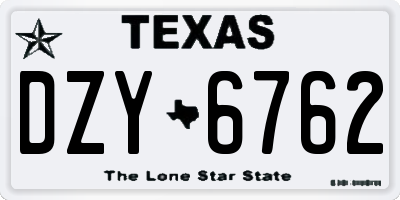 TX license plate DZY6762