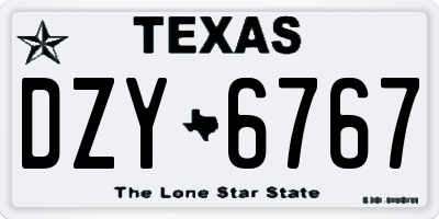 TX license plate DZY6767